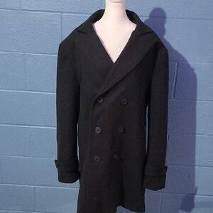 Braveman Men’s 3XL Wool Blend Double-Breasted Peacoat - Black - EXCELLENT